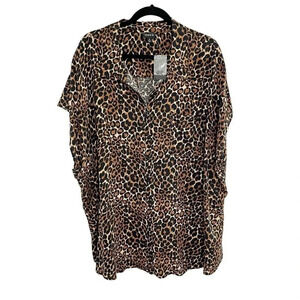 Torrid Black & Brown Leopard Print Challis Button Front Sleeveless Blouse 4X NEW